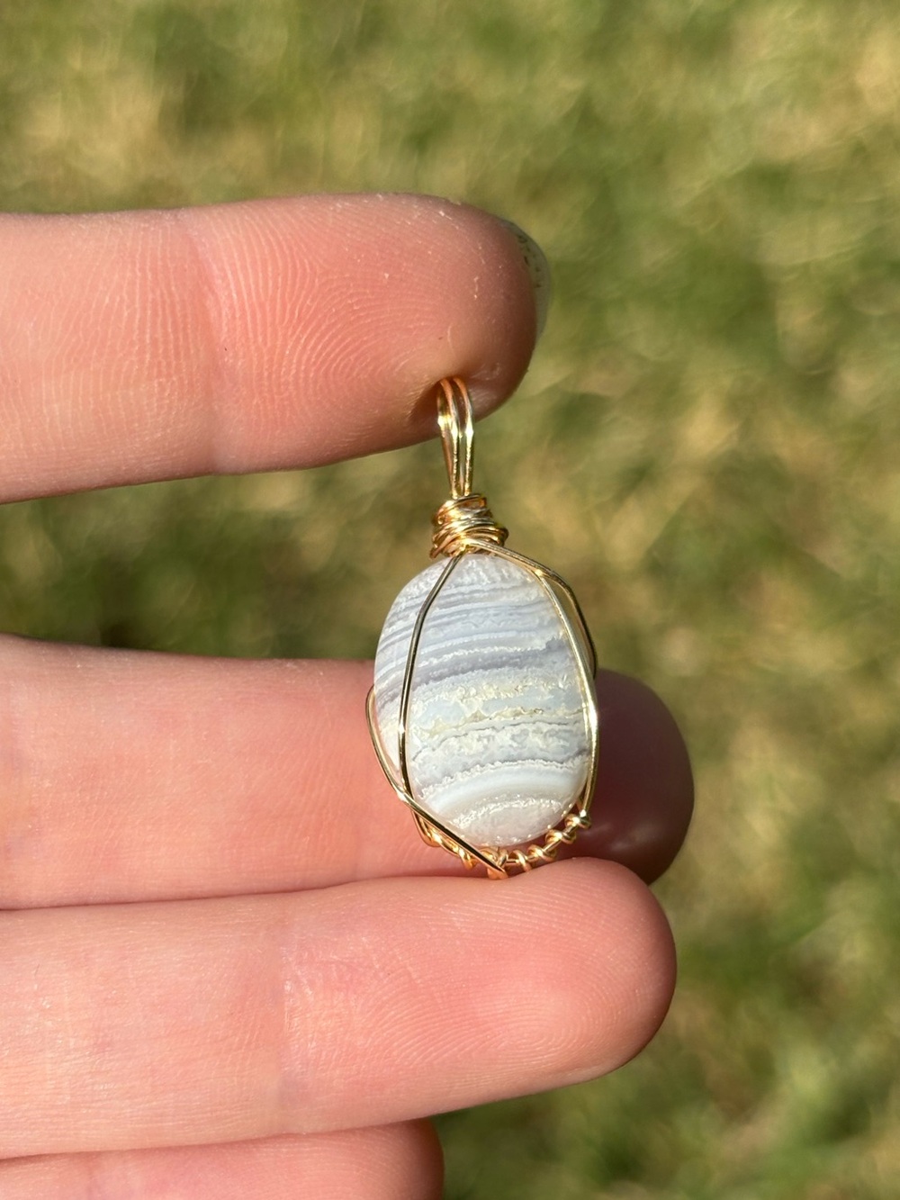 Blue lace agate pendant